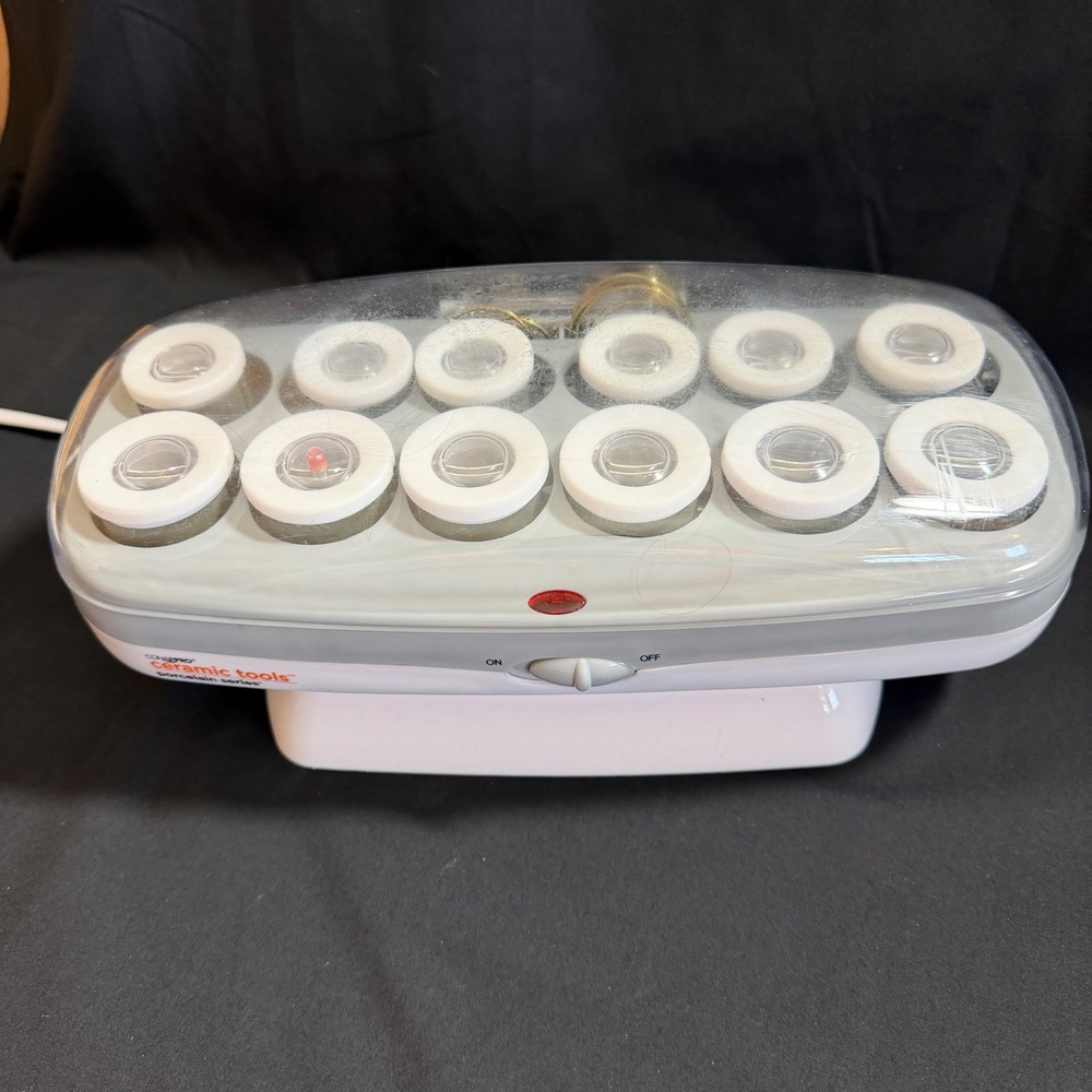 ConairPro Ceramic Tools Porcelain Series 12 Hot Roller Set with 11 Clips White